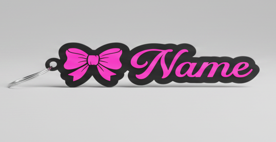 Personalised bow name keyring 3D printed