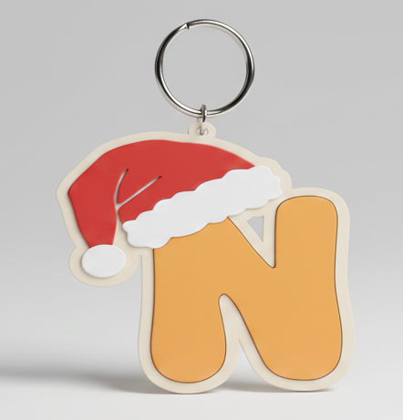 Personalised Christmas initial keyring 3D printed
