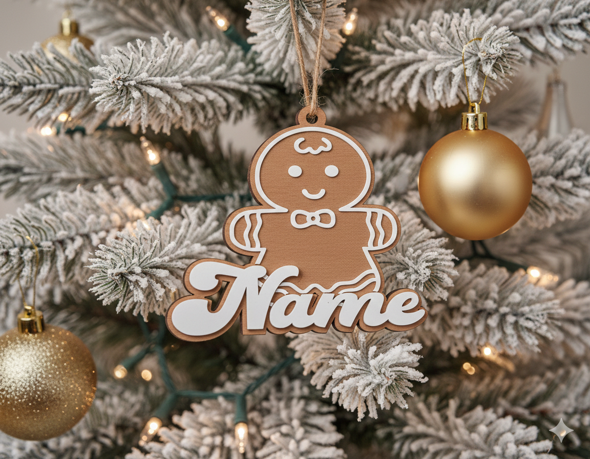 Personalised gingerbread man tree decoration ornament