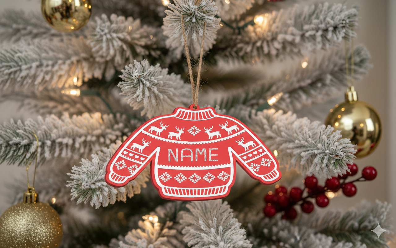 Personalised Christmas jumper tree decoration ornament