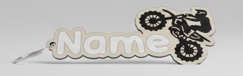Personalised motorcycle name keyring 3D printed