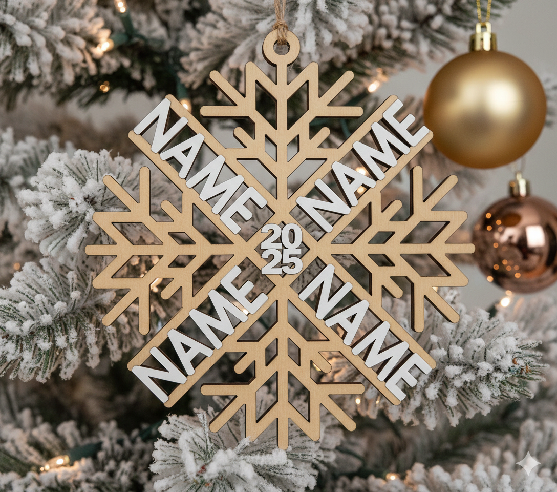 Personalised snowflake name Christmas tree ornament