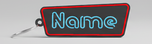 Personalised neon sign style name keyring 3D printed