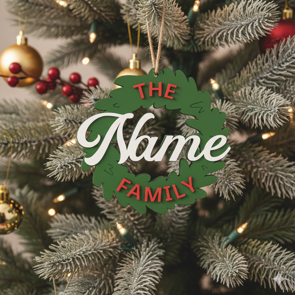 Personalised wreath tree decoration ornament