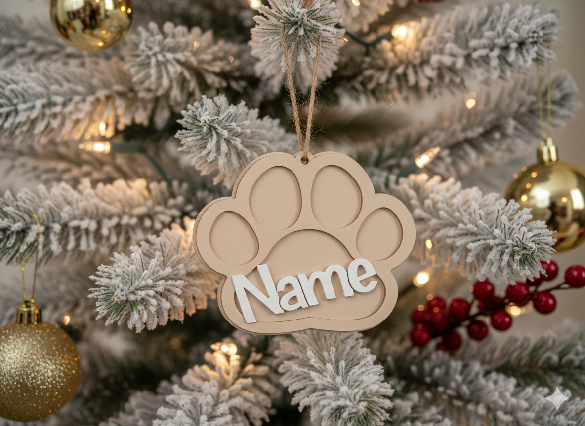 Personalised paw print pet ornament